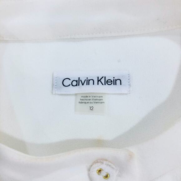 Calvin Klein Cream Color Puff Sleeve Belt Dress - Picture 6 of 14